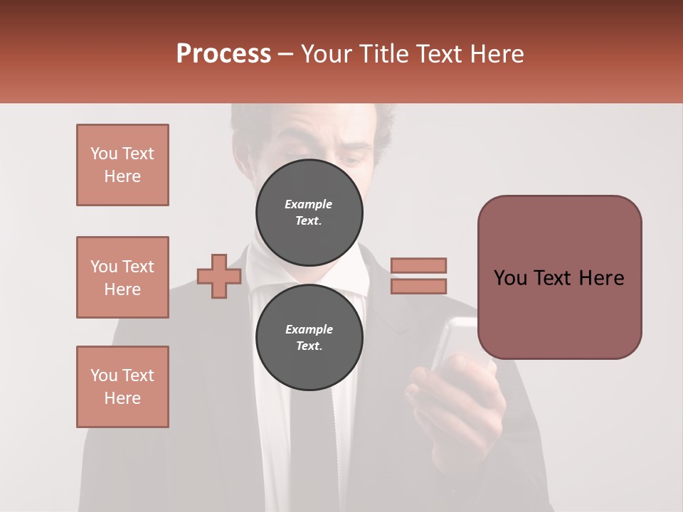 A Man In A Suit Looking At His Cell Phone PowerPoint Template