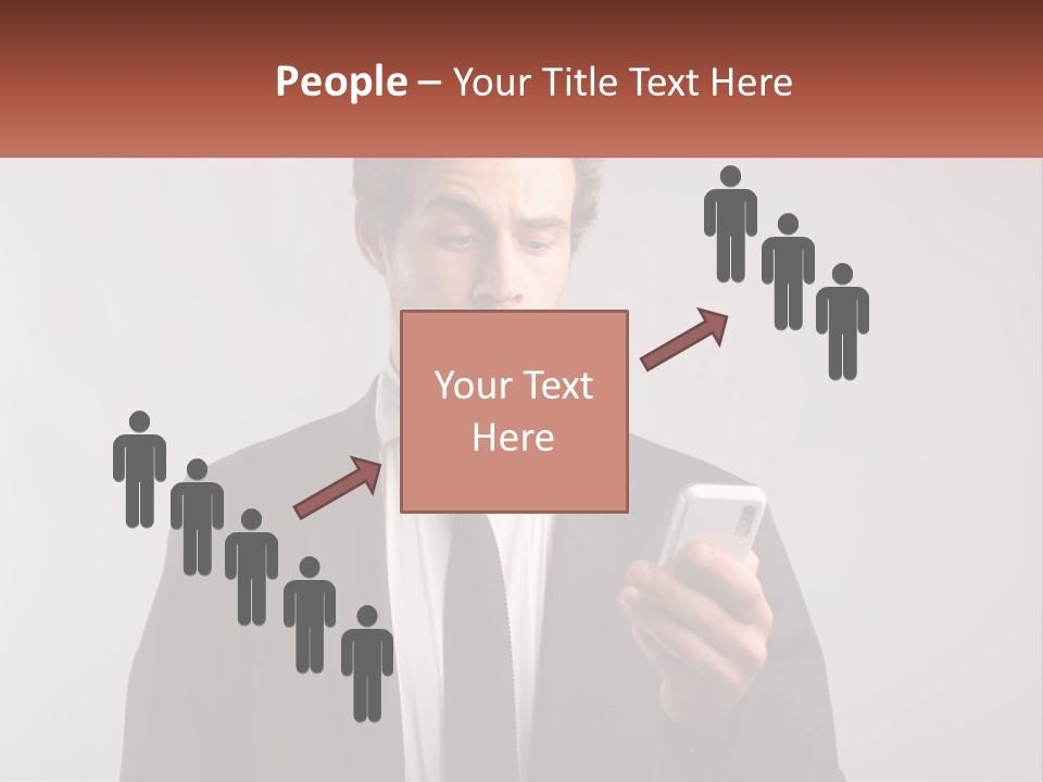 A Man In A Suit Looking At His Cell Phone PowerPoint Template