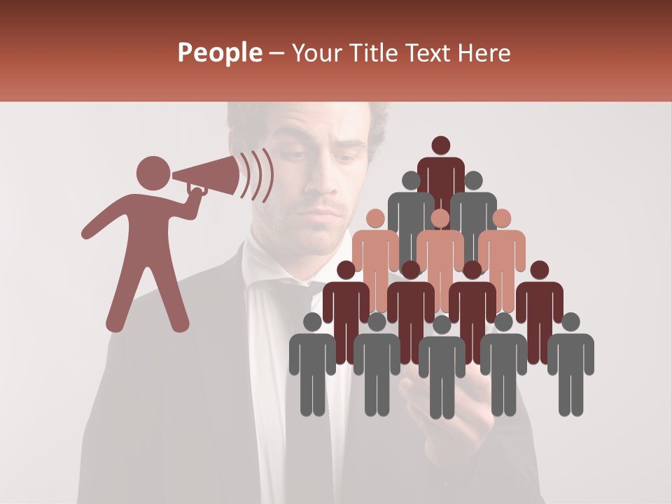 A Man In A Suit Looking At His Cell Phone PowerPoint Template