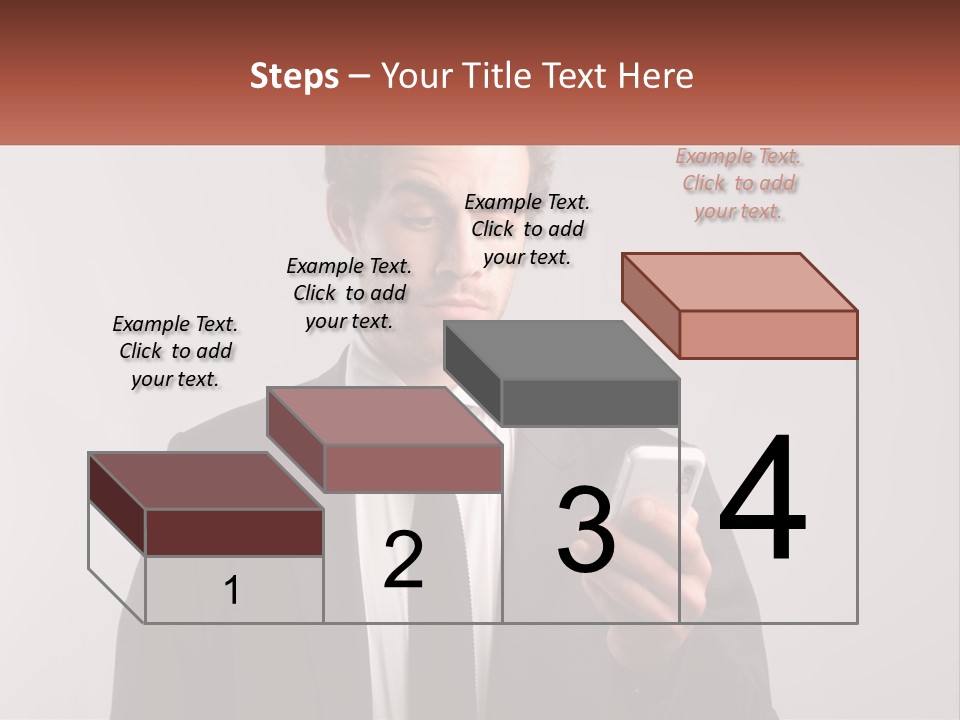 A Man In A Suit Looking At His Cell Phone PowerPoint Template