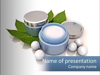 A Group Of Containers With Green Leaves On Top Of Them PowerPoint Template