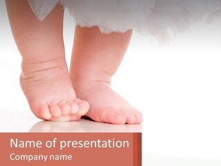 A Baby's Feet With A White Dress On PowerPoint Template