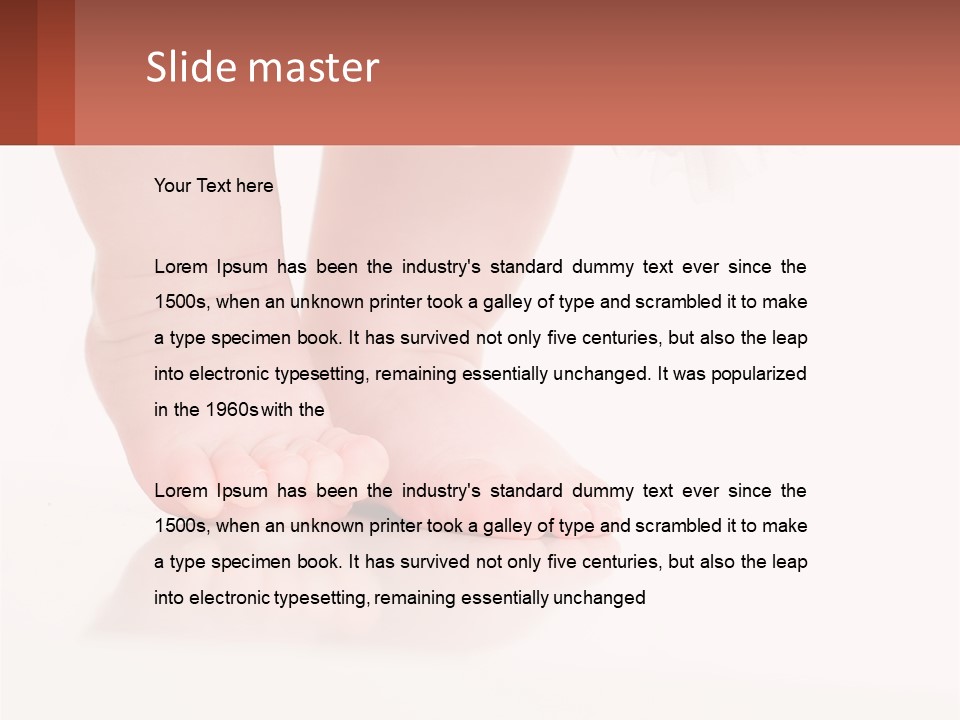 A Baby's Feet With A White Dress On PowerPoint Template