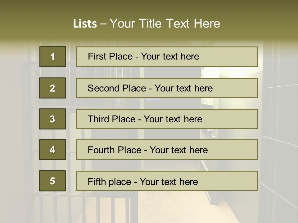 A Jail Cell With A Door Open And A Light On PowerPoint Template