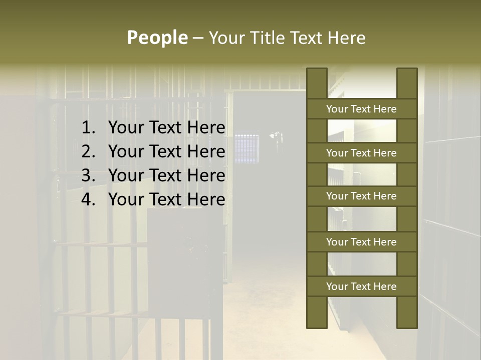 A Jail Cell With A Door Open And A Light On PowerPoint Template