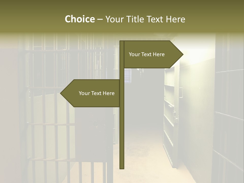 A Jail Cell With A Door Open And A Light On PowerPoint Template