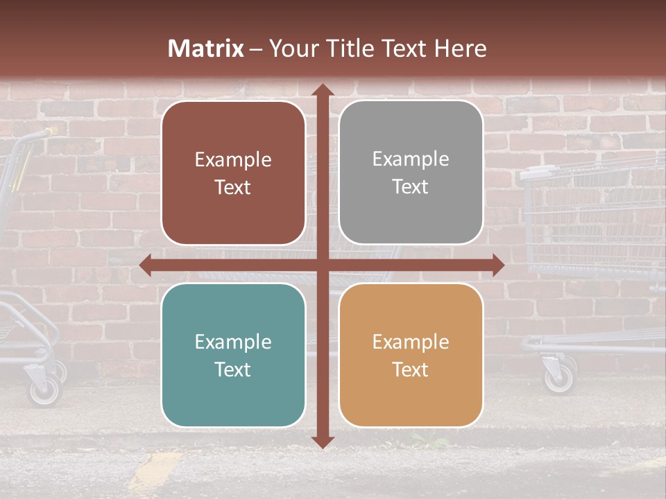 Three Empty Shopping Carts Lined Up Against A Brick Wall PowerPoint Template