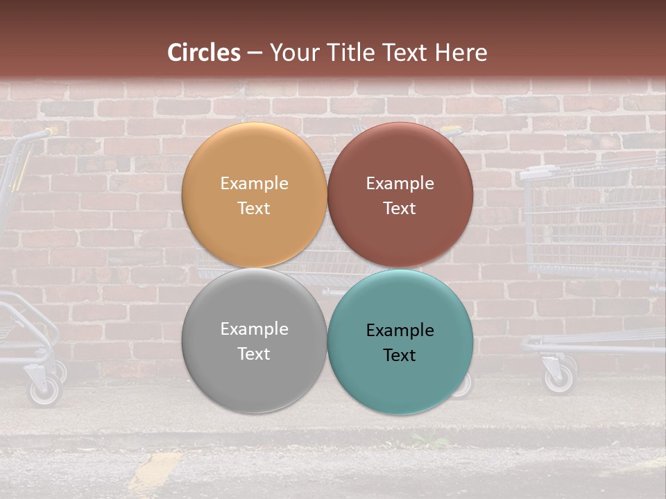 Three Empty Shopping Carts Lined Up Against A Brick Wall PowerPoint Template
