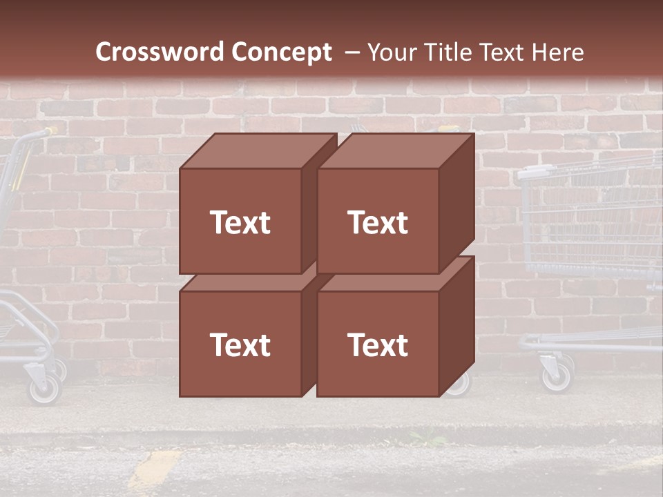 Three Empty Shopping Carts Lined Up Against A Brick Wall PowerPoint Template