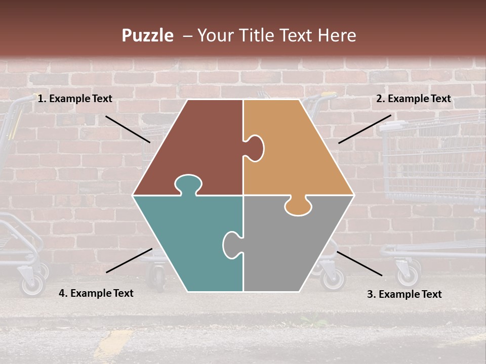 Three Empty Shopping Carts Lined Up Against A Brick Wall PowerPoint Template