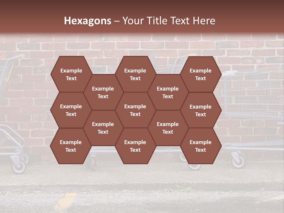 Three Empty Shopping Carts Lined Up Against A Brick Wall PowerPoint Template