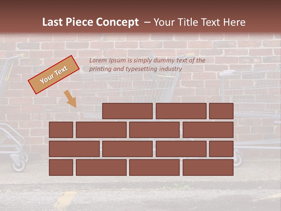 Three Empty Shopping Carts Lined Up Against A Brick Wall PowerPoint Template