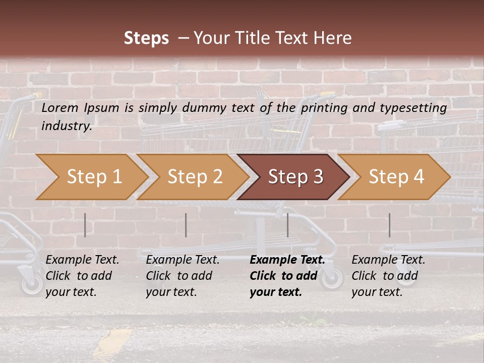Three Empty Shopping Carts Lined Up Against A Brick Wall PowerPoint Template