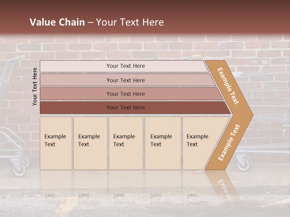 Three Empty Shopping Carts Lined Up Against A Brick Wall PowerPoint Template