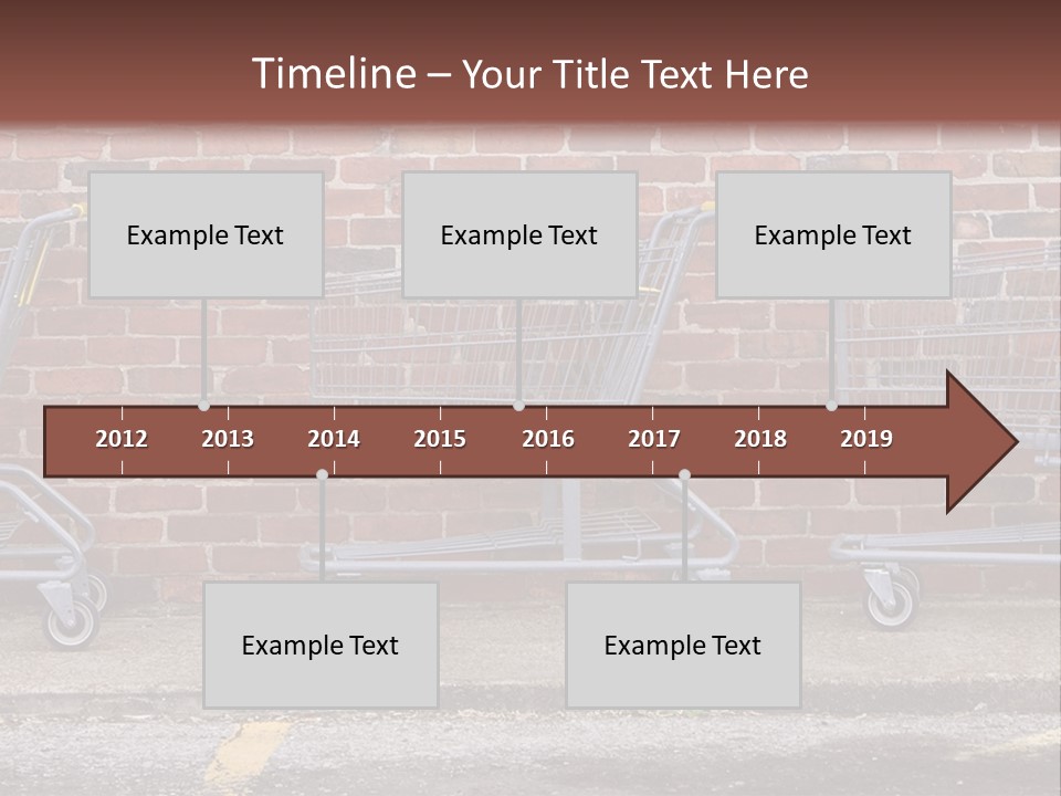 Three Empty Shopping Carts Lined Up Against A Brick Wall PowerPoint Template
