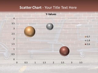 Three Empty Shopping Carts Lined Up Against A Brick Wall PowerPoint Template