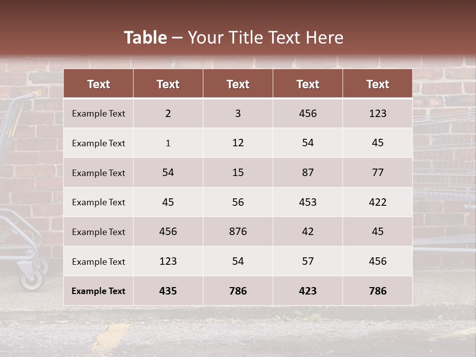 Three Empty Shopping Carts Lined Up Against A Brick Wall PowerPoint Template