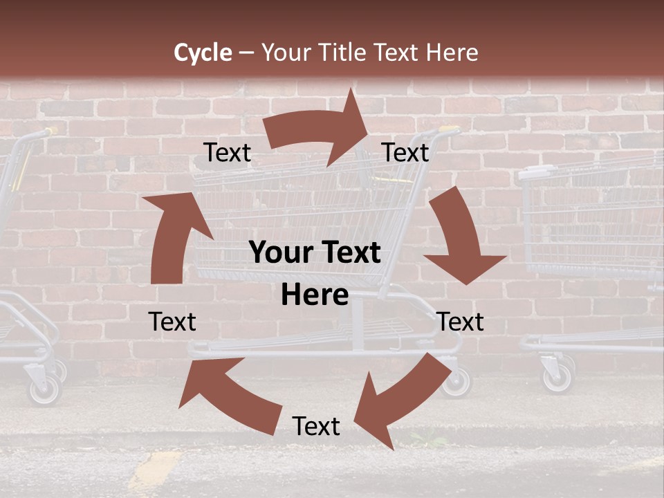 Three Empty Shopping Carts Lined Up Against A Brick Wall PowerPoint Template