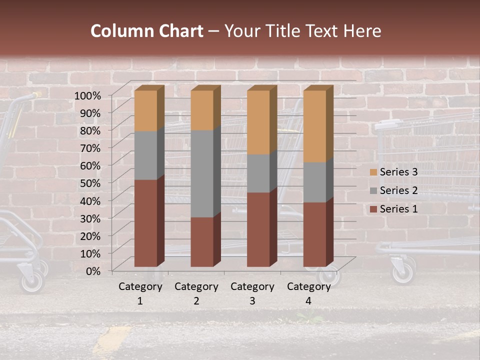 Three Empty Shopping Carts Lined Up Against A Brick Wall PowerPoint Template
