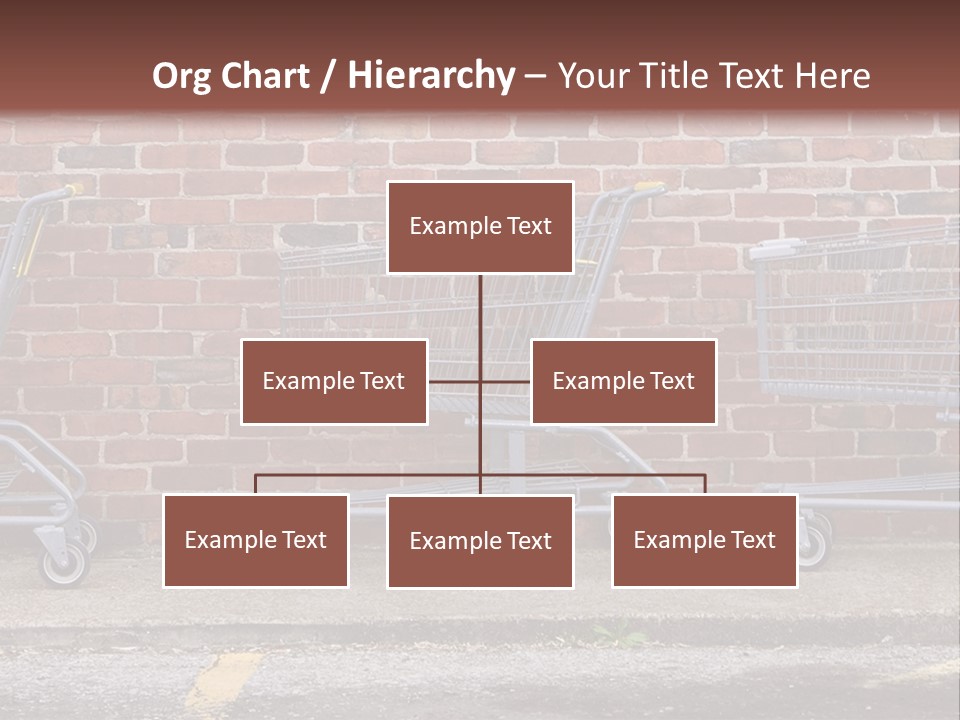 Three Empty Shopping Carts Lined Up Against A Brick Wall PowerPoint Template