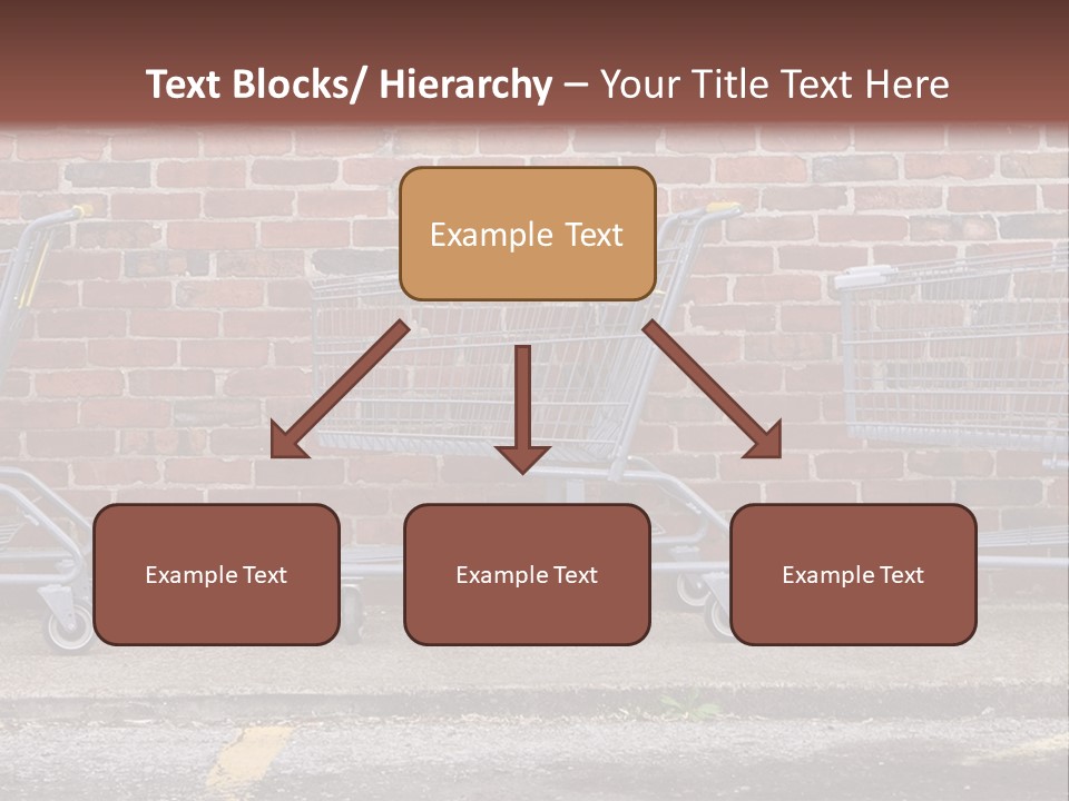 Three Empty Shopping Carts Lined Up Against A Brick Wall PowerPoint Template