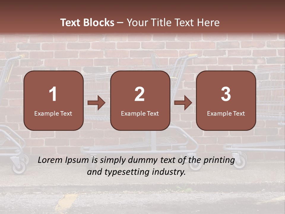 Three Empty Shopping Carts Lined Up Against A Brick Wall PowerPoint Template