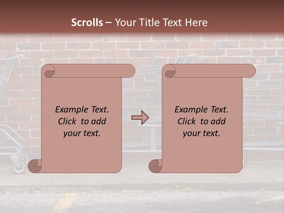 Three Empty Shopping Carts Lined Up Against A Brick Wall PowerPoint Template