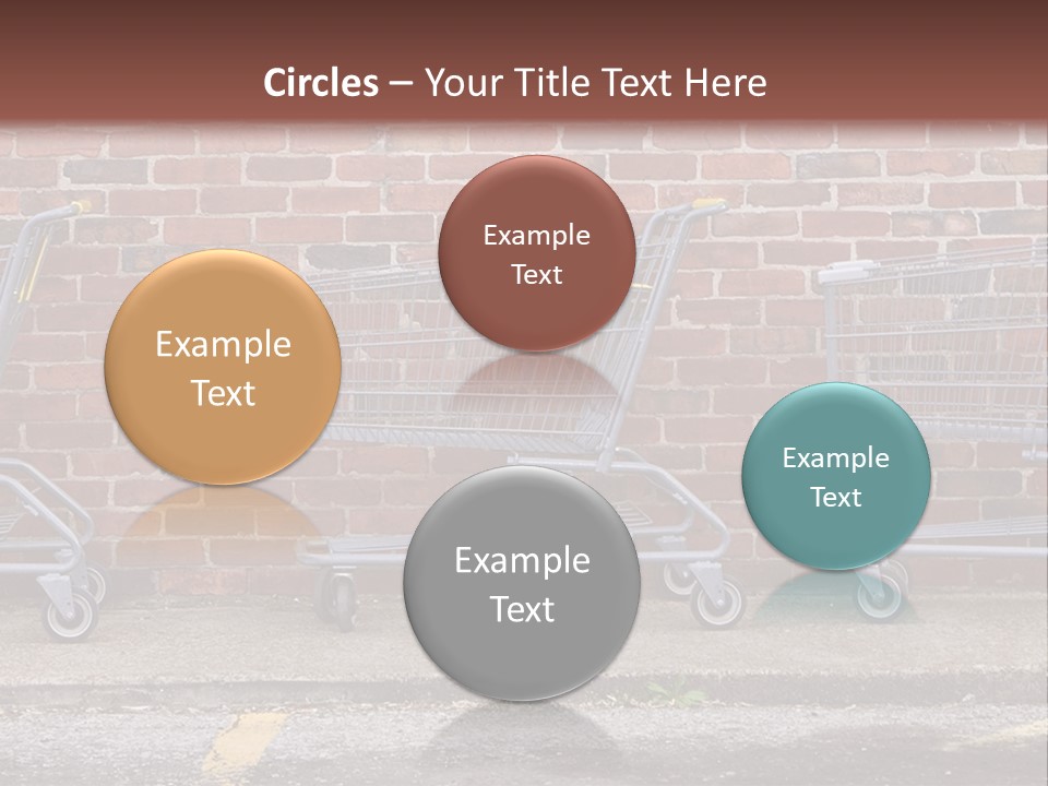 Three Empty Shopping Carts Lined Up Against A Brick Wall PowerPoint Template