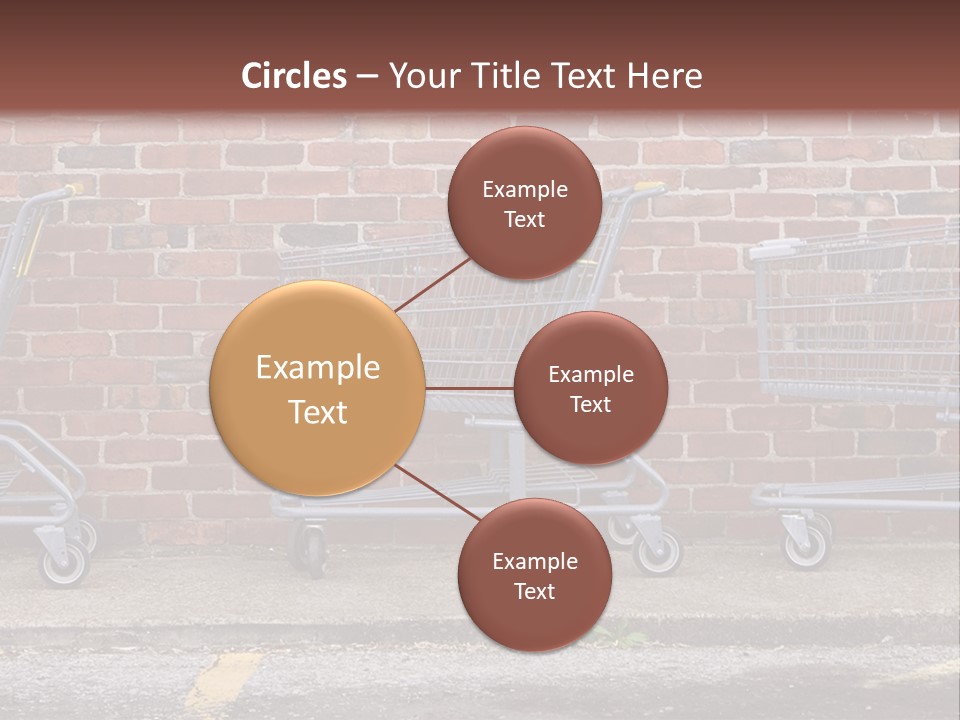 Three Empty Shopping Carts Lined Up Against A Brick Wall PowerPoint Template