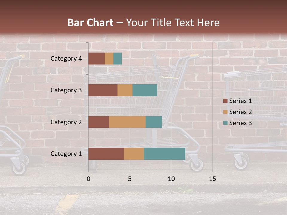 Three Empty Shopping Carts Lined Up Against A Brick Wall PowerPoint Template