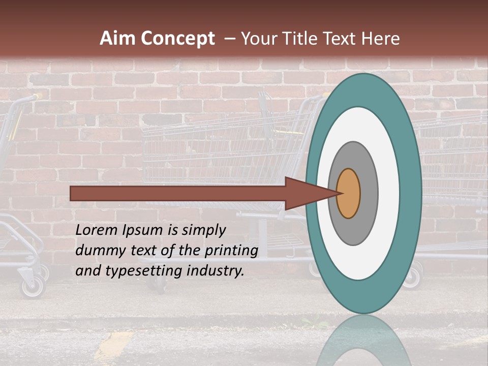 Three Empty Shopping Carts Lined Up Against A Brick Wall PowerPoint Template