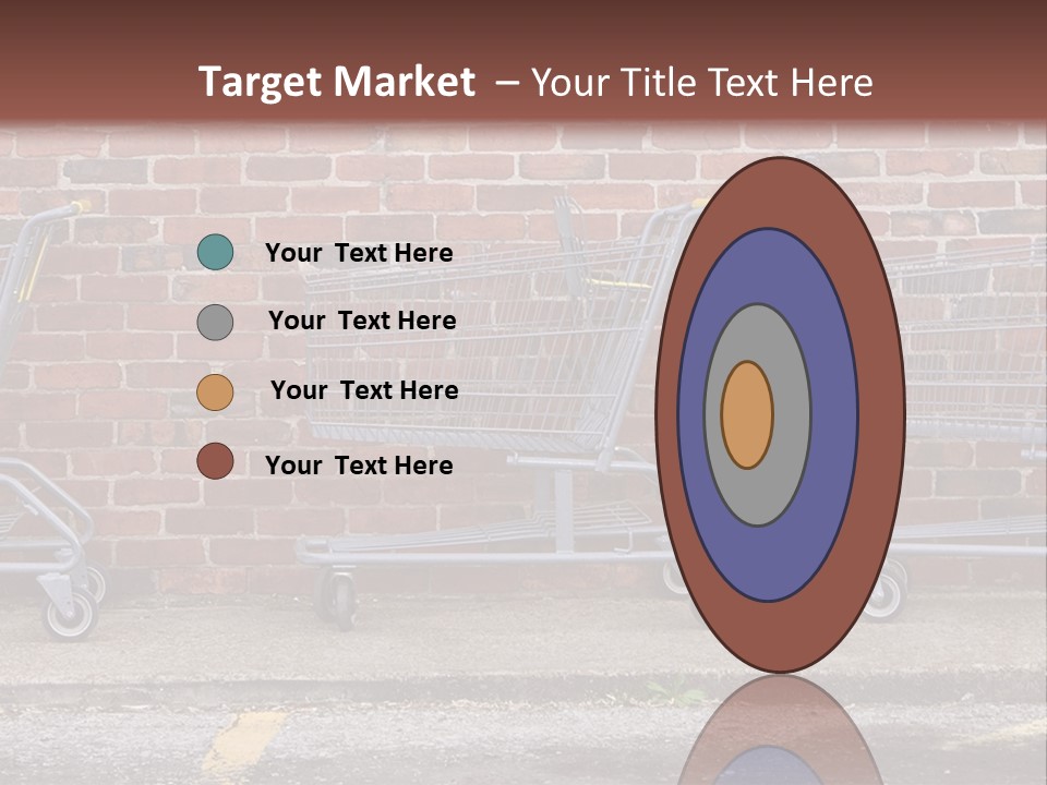 Three Empty Shopping Carts Lined Up Against A Brick Wall PowerPoint Template