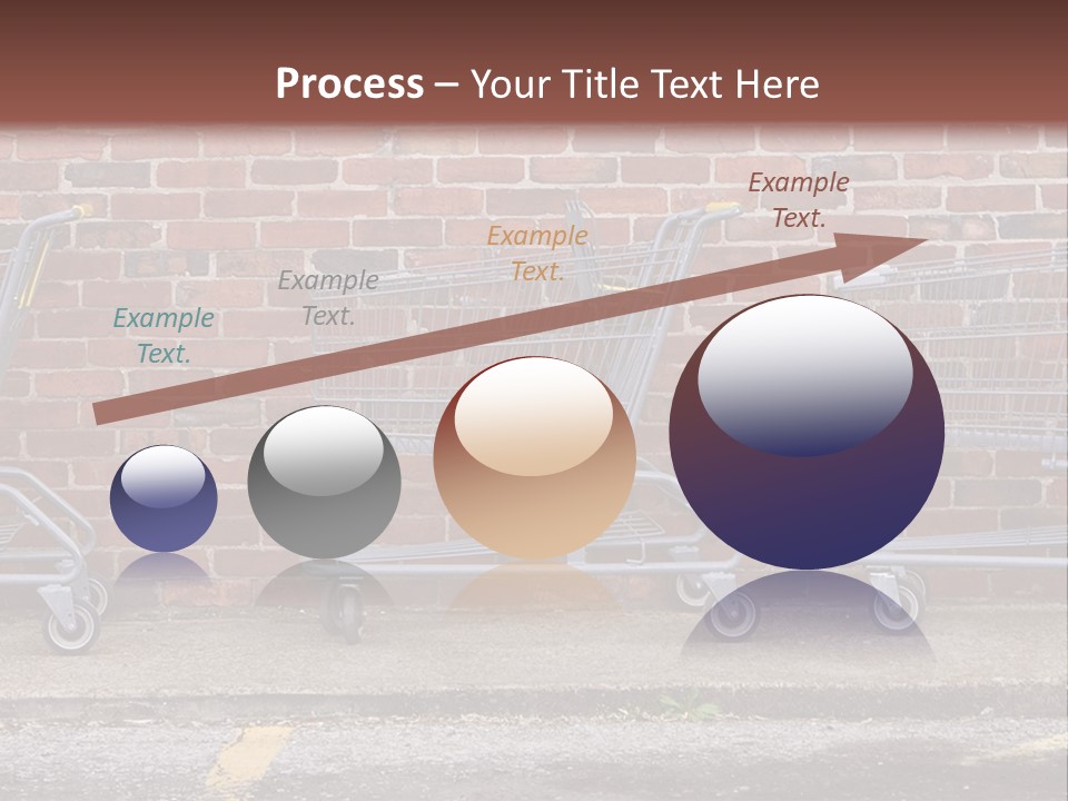 Three Empty Shopping Carts Lined Up Against A Brick Wall PowerPoint Template