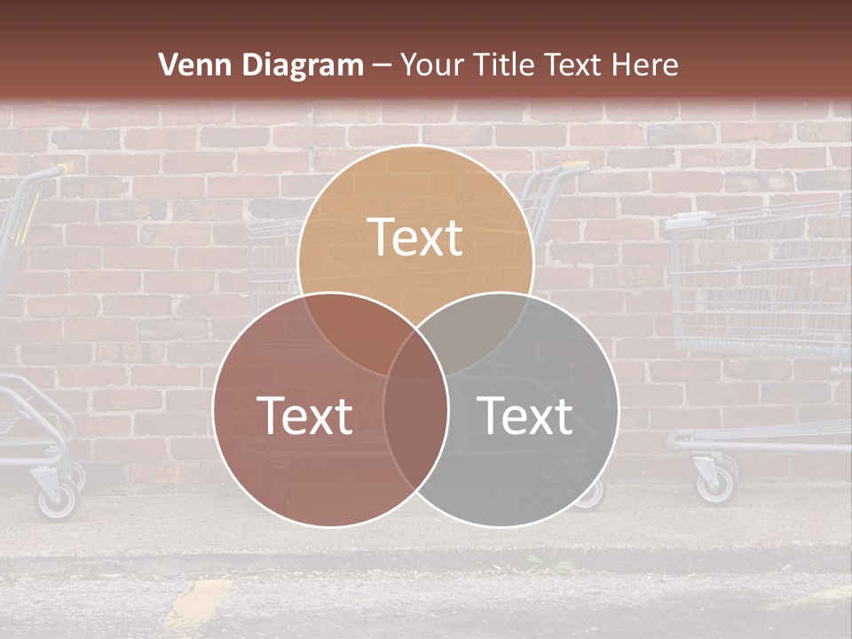 Three Empty Shopping Carts Lined Up Against A Brick Wall PowerPoint Template