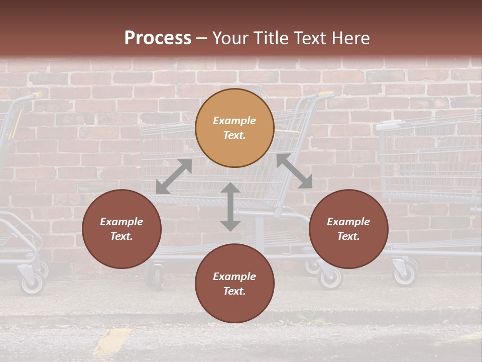 Three Empty Shopping Carts Lined Up Against A Brick Wall PowerPoint Template
