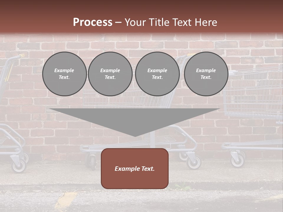 Three Empty Shopping Carts Lined Up Against A Brick Wall PowerPoint Template