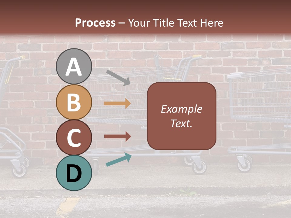 Three Empty Shopping Carts Lined Up Against A Brick Wall PowerPoint Template