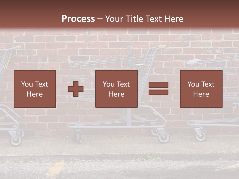 Three Empty Shopping Carts Lined Up Against A Brick Wall PowerPoint Template