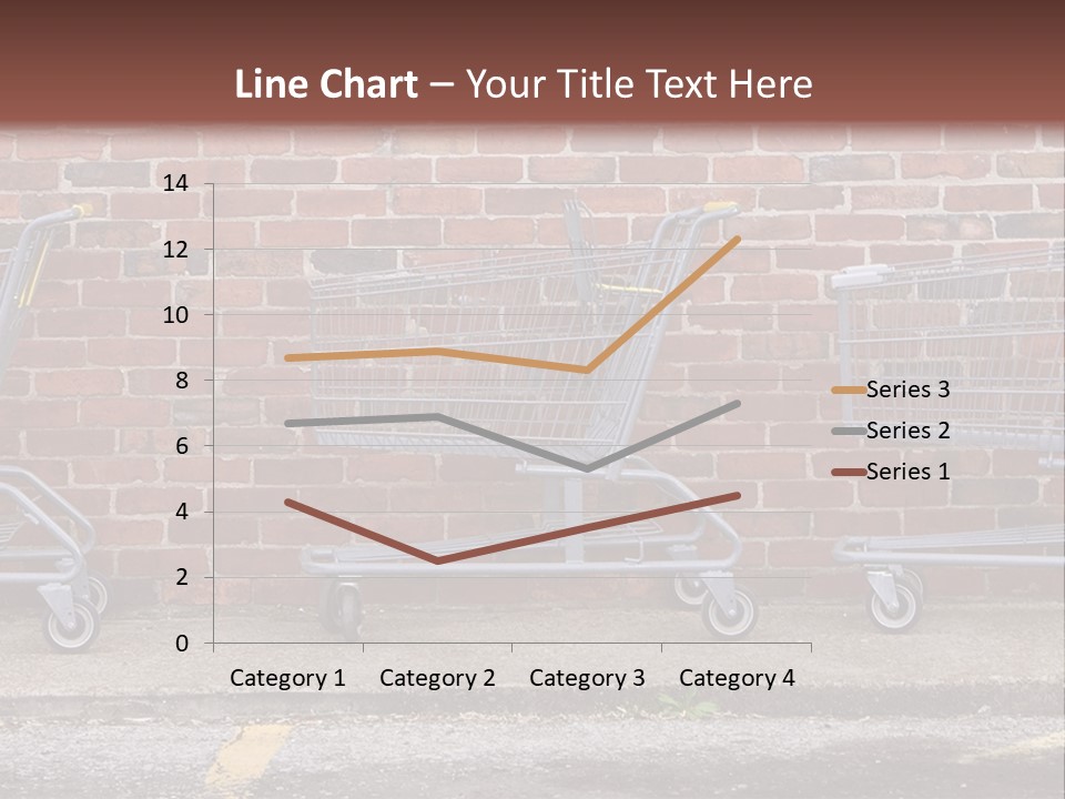 Three Empty Shopping Carts Lined Up Against A Brick Wall PowerPoint Template