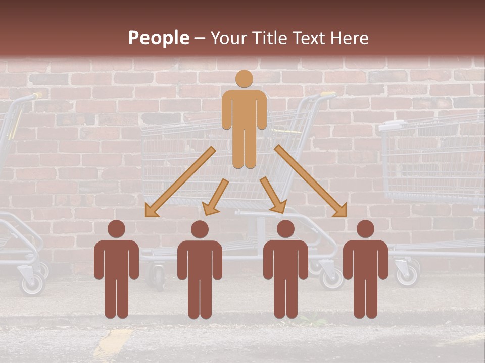 Three Empty Shopping Carts Lined Up Against A Brick Wall PowerPoint Template