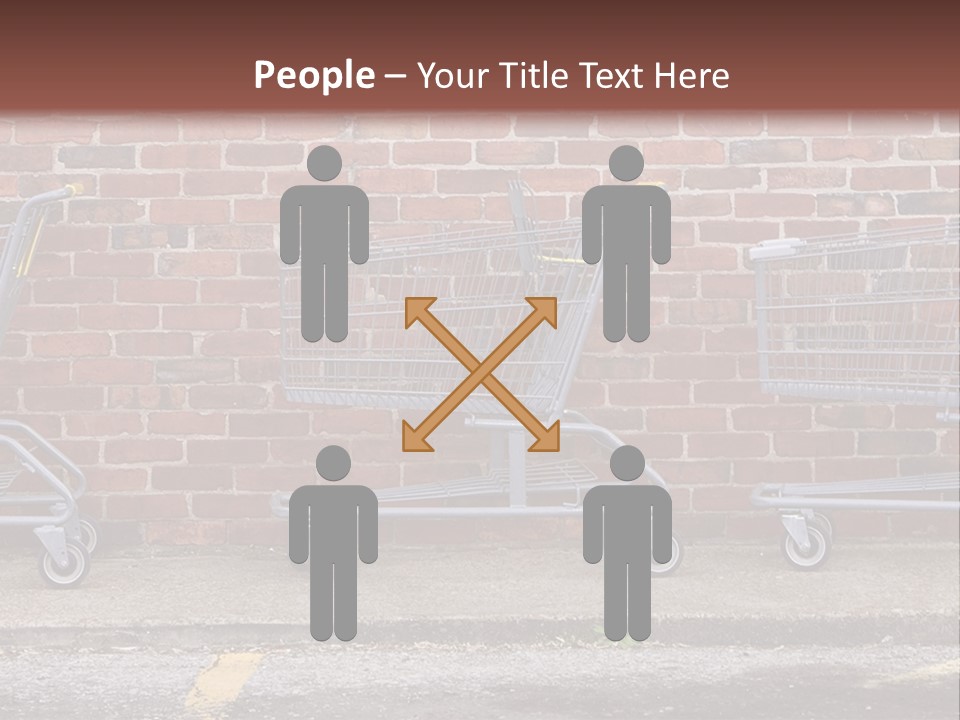 Three Empty Shopping Carts Lined Up Against A Brick Wall PowerPoint Template