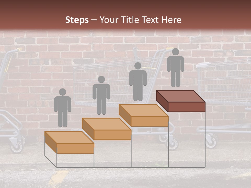 Three Empty Shopping Carts Lined Up Against A Brick Wall PowerPoint Template