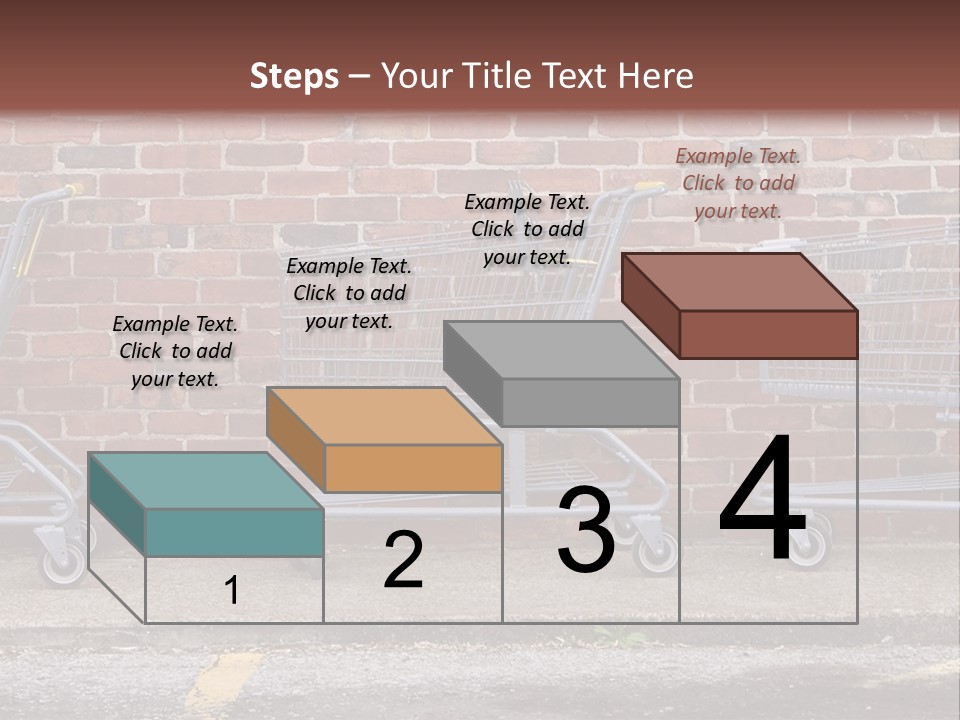 Three Empty Shopping Carts Lined Up Against A Brick Wall PowerPoint Template