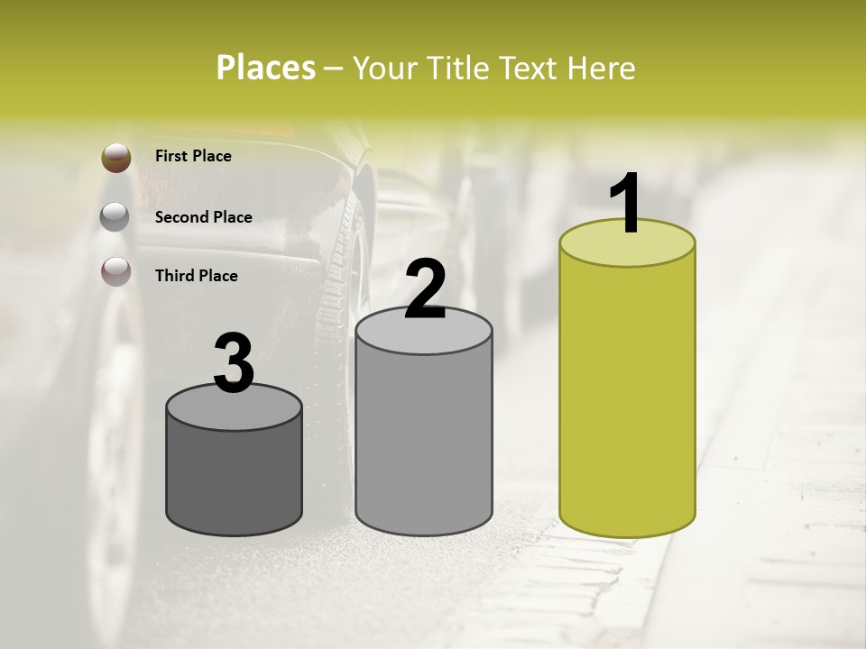 A Row Of Parked Cars On A City Street PowerPoint Template