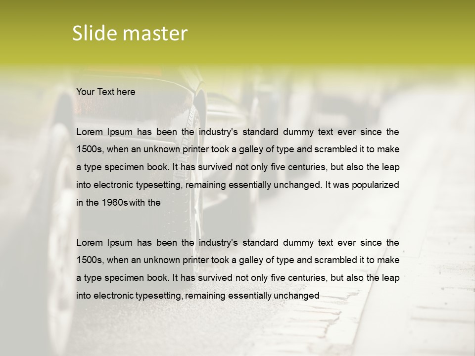 A Row Of Parked Cars On A City Street PowerPoint Template