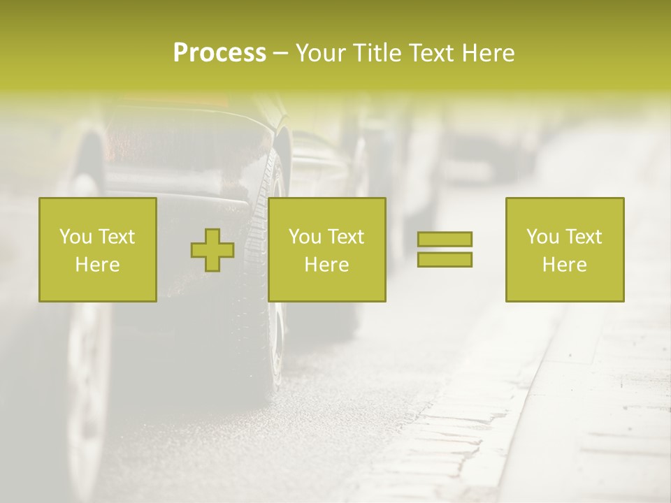A Row Of Parked Cars On A City Street PowerPoint Template