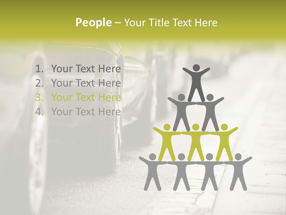 A Row Of Parked Cars On A City Street PowerPoint Template