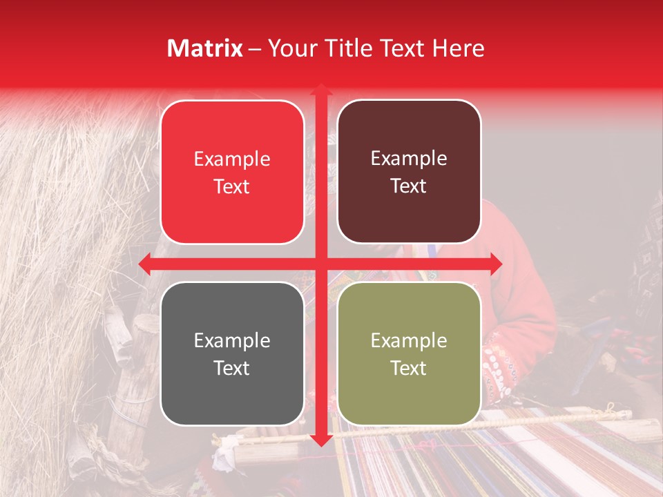 A Woman In A Red Dress Is Weaving A Piece Of Fabric PowerPoint Template