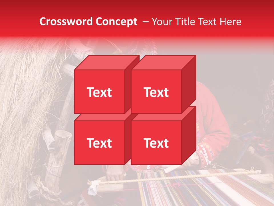 A Woman In A Red Dress Is Weaving A Piece Of Fabric PowerPoint Template