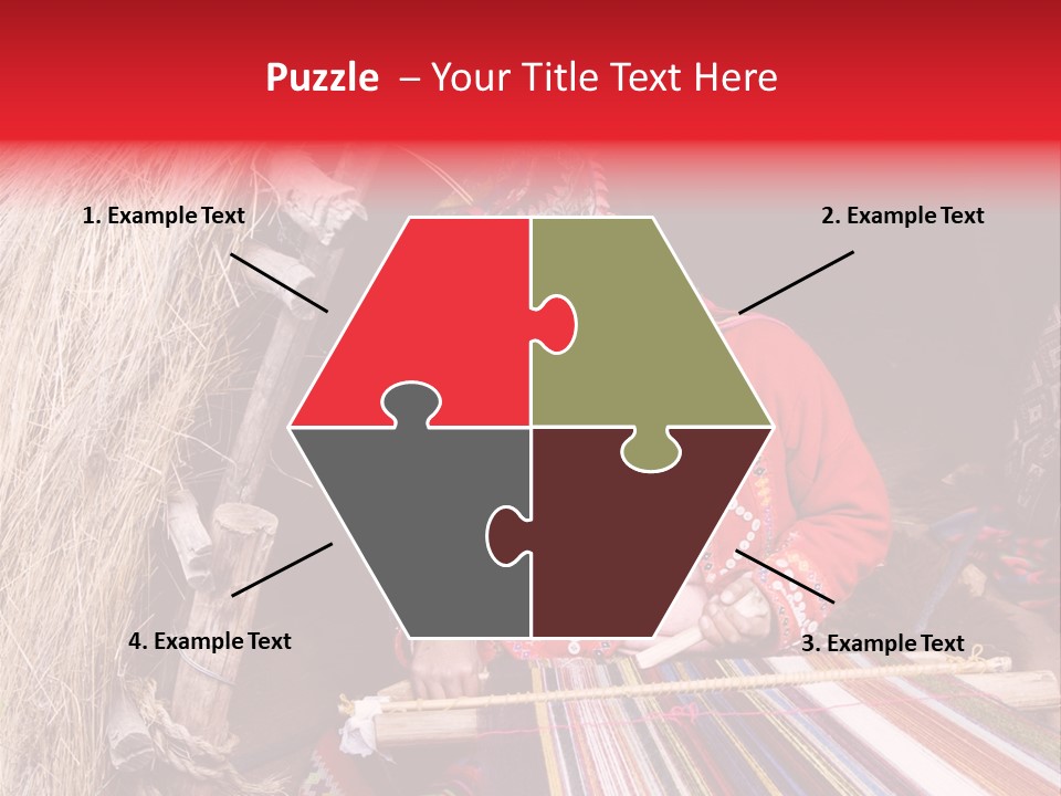 A Woman In A Red Dress Is Weaving A Piece Of Fabric PowerPoint Template